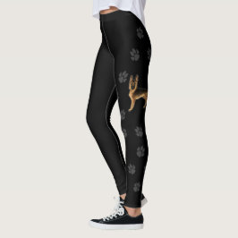 Leggings Perro Pastor Alemán de color negro y fuego con pat
