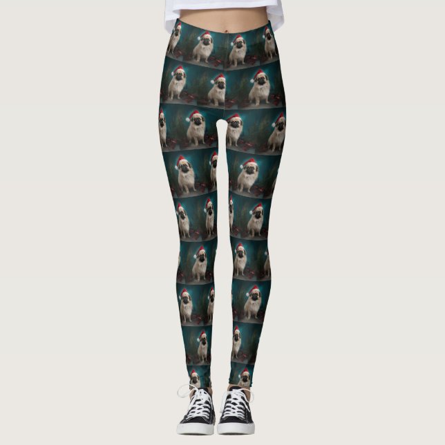 Leggings Perro pekinés en Navidades de nieve (Anverso)