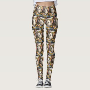 Leggings Perro Samoyedo con huevos de Pascua Fiesta