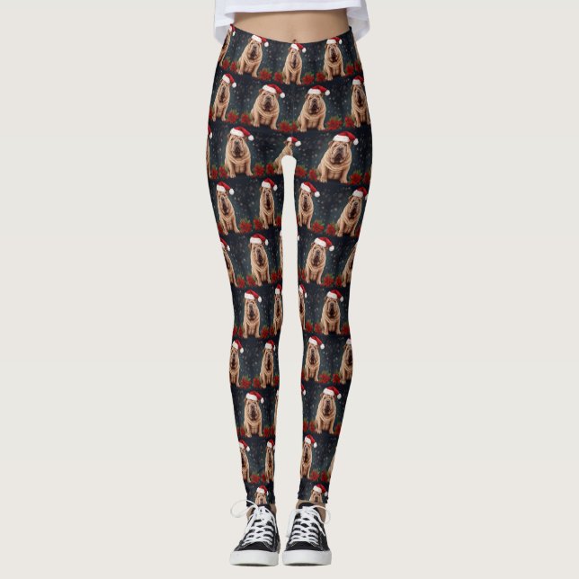 Leggings Perro Shar Pei en Navidad con Nieve (Anverso)