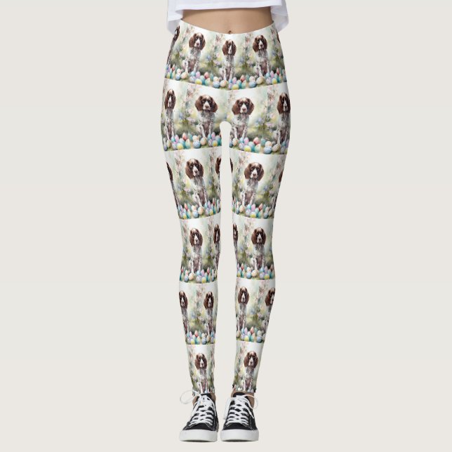 Leggings Perro Springer Spaniel con huevos de Pascua Fiesta (Anverso)