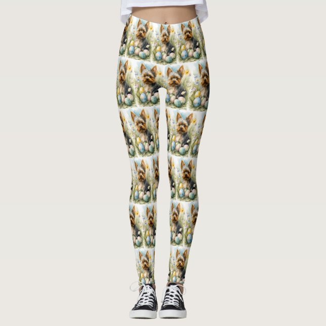 Leggings Perro Terrier de Yorkshire con huevos de Pascua Fi (Anverso)