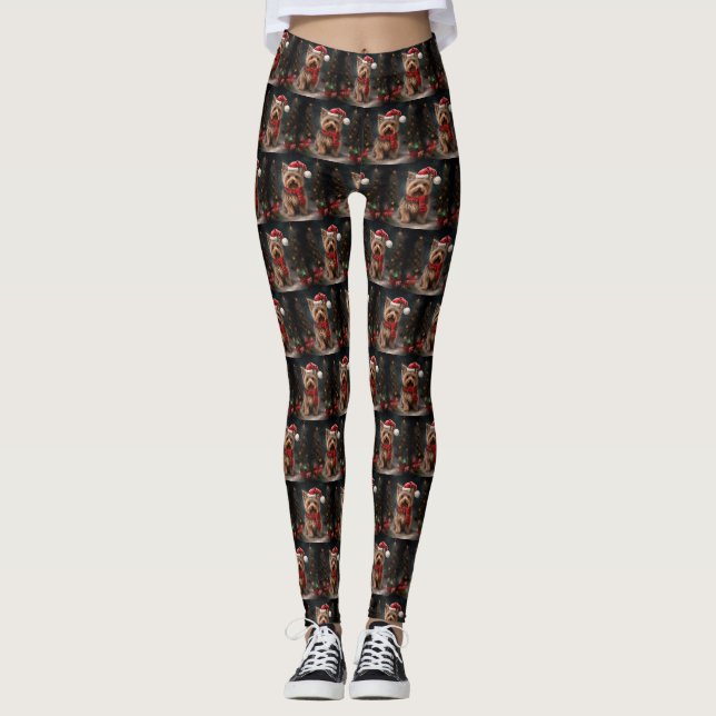 Leggings Perro Terrier de Yorkshire en Navidades de Nieve (Anverso)