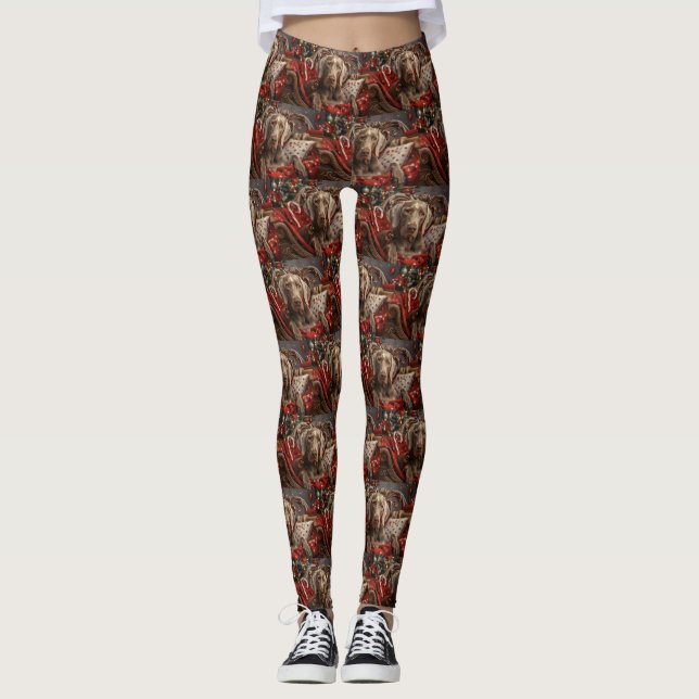 Leggings Perro Weimaraner Navidad Festiva (Anverso)