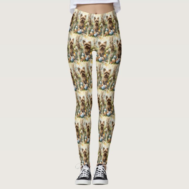 Leggings Perro Yorkipoo con huevos de Pascua Fiesta (Anverso)