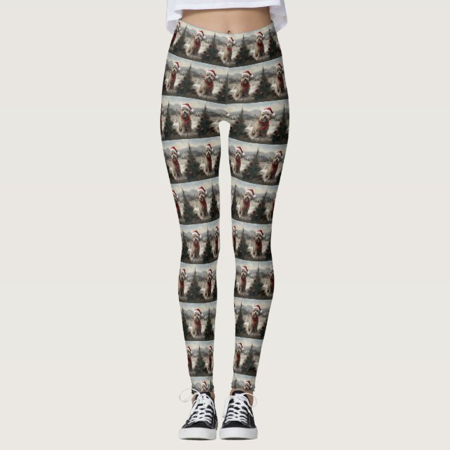 Leggings Perro Yorkipoo en Navidades de nieve (Anverso)