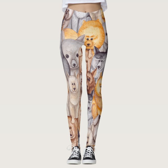 Leggings Perros acuarelas: diversión sin foco (Anverso)