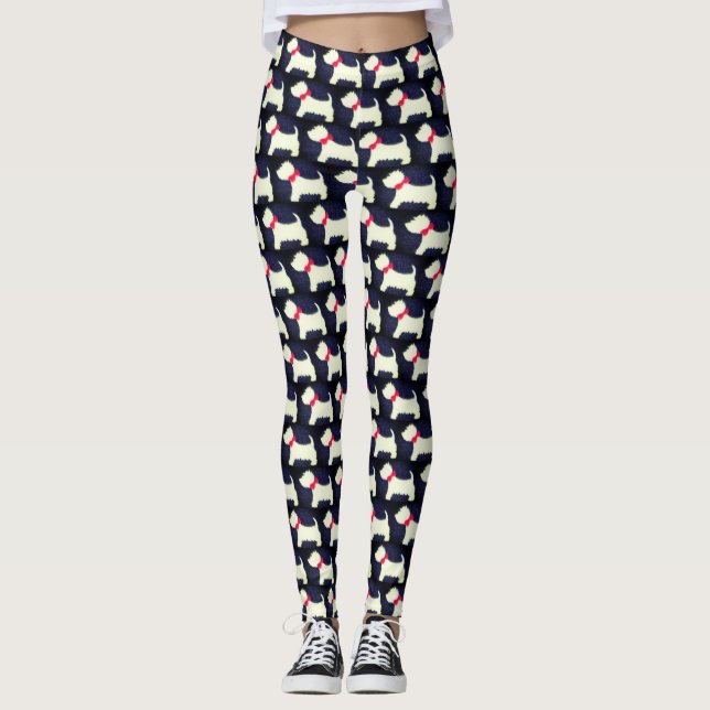 Leggings Perros aterradores escoceses con carreras de yoga  (Anverso)