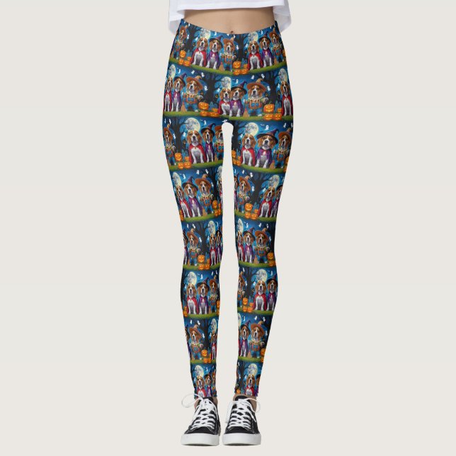 Leggings Perros Beagle Calabaza Halloween Divertido (Anverso)