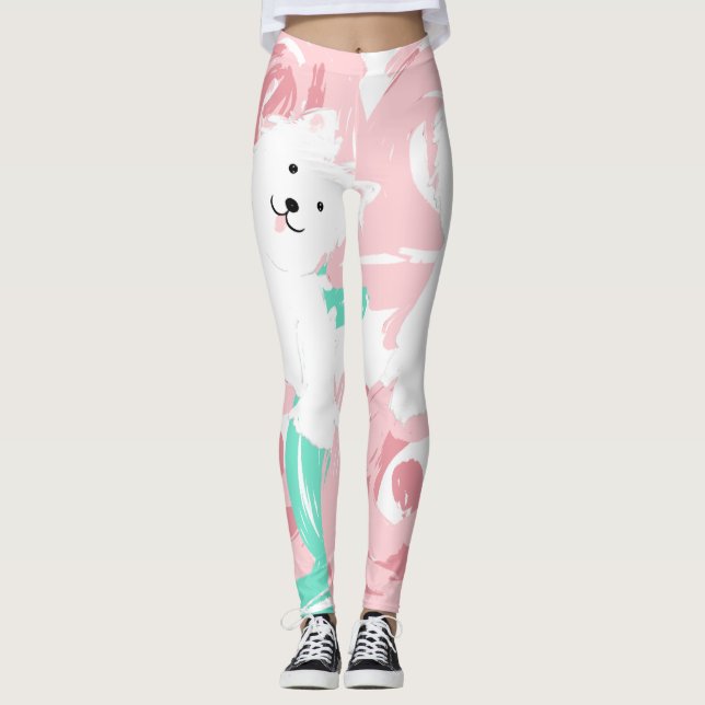 Leggings Perros blancos de cachorro ocaso (Anverso)