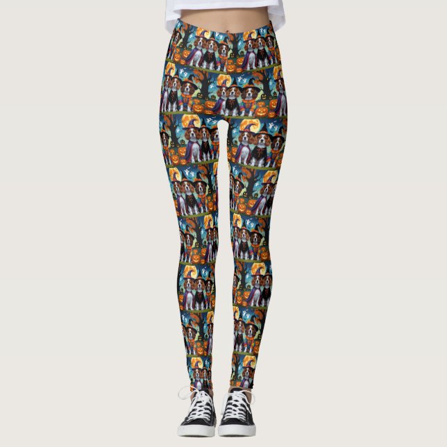 Leggings Perros Brittany Spaniel Calabaza Halloween Diverti (Anverso)