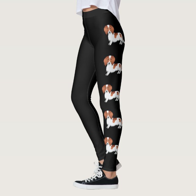 Leggings Perros De Caricatura De Dachshund De Largo Pelo Ro (Izquierda)