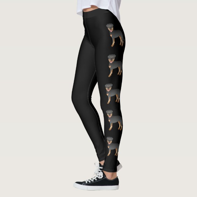 Leggings Perros De Caricatura Negros Y Tan Rottweiler (Izquierda)