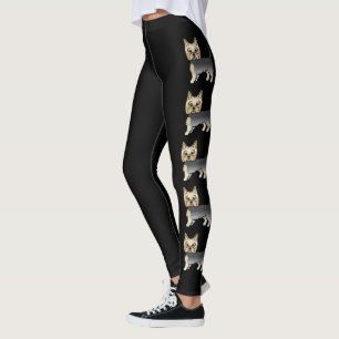 Leggings Perros de dibujos animados Yorkshire Terrier azul 