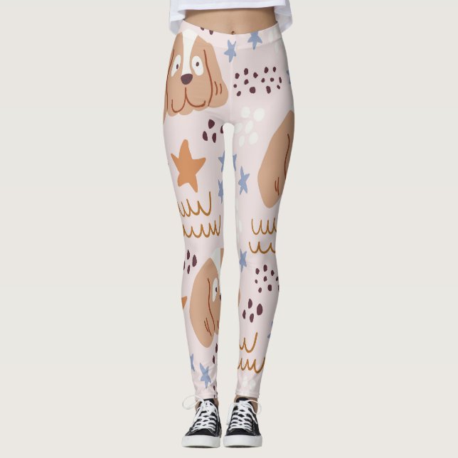 Leggings Perros, estrellas, líneas: sin costuras (Anverso)