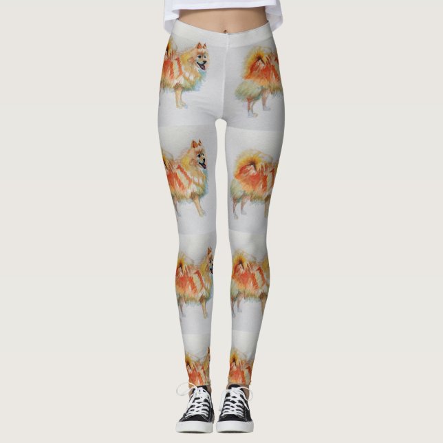 Leggings Perros Naranjas de Spitz Pomerania alemanes Perros (Anverso)