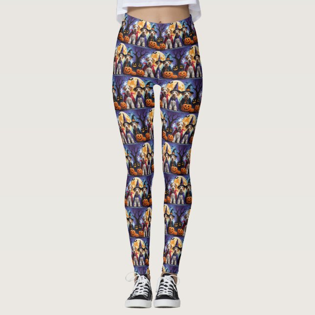 Leggings Perros Terrier de Airedale Calabaza Halloween Dive (Anverso)