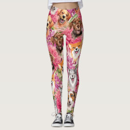 Leggings Perros y flores felices