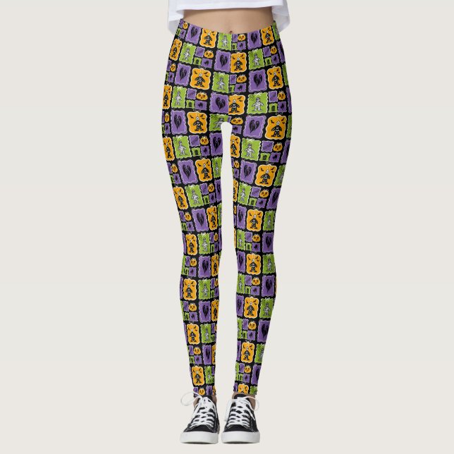 Leggings Personaje de Halloween lindo momias y esqueletos p (Anverso)