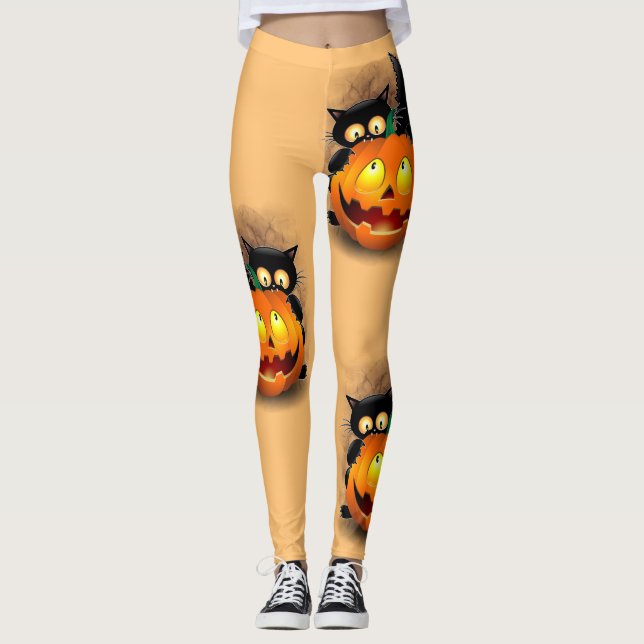 Leggings Personaje divertido de Halloween mordiendo una cal (Anverso)