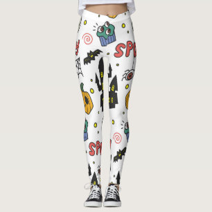 Leggings Personajes de Halloween: Espectacular patrón sin f