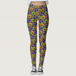 Leggings Personajes de Halloween pequeños vampiros y brujas