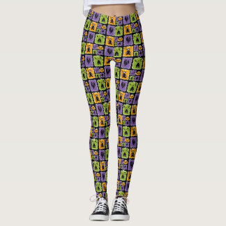 Leggings Personajes de Halloween pequeños vampiros y brujas