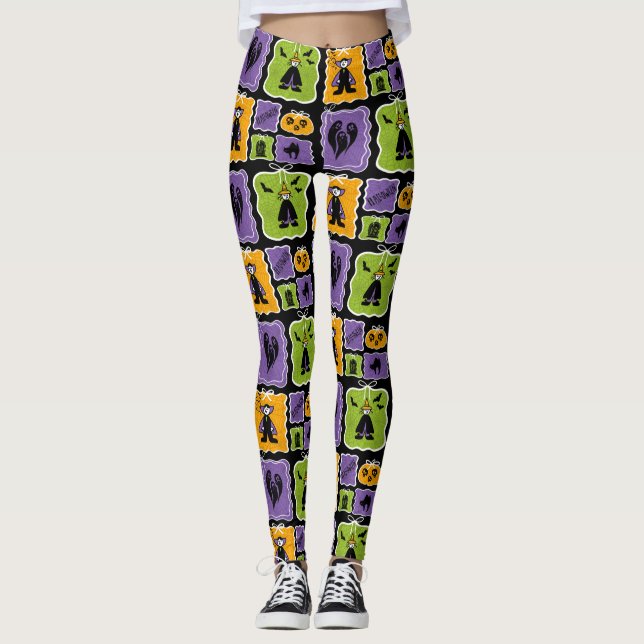 Leggings Personajes de Halloween, vampiros y brujas (Anverso)