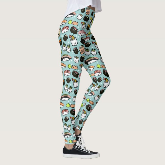 Leggings Personajes de sushi bonitos patrón Kawaii Diversió (Derecha)