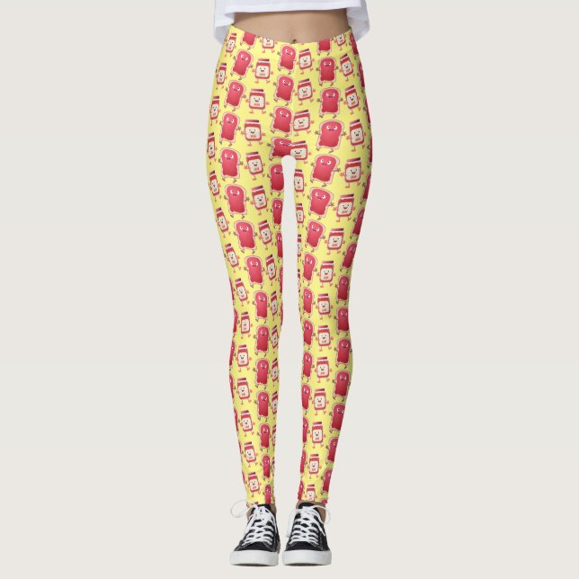 Leggings Personajes divertidos de la caricatura sobre pan y (Anverso)