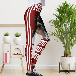 Leggings Personalice a la Mascota Cat Mom Cute Deep Red Whi