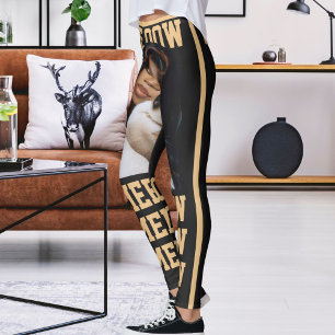 Leggings Personalice la foto de la pluma de carbón vegetal 