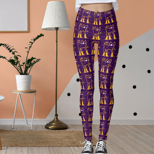 Leggings Personaliza el patrón divertido Mascota gatos mora