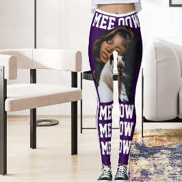 Leggings Personaliza la foto de color morado de la madre de