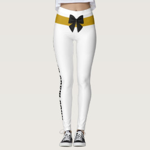 Leggings Personaliza Navidad Vintage Dorado Lazo Negro Blan