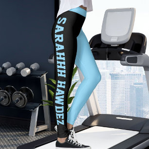 Leggings Personaliza Negro Bebé Azul Colores Sólidos Rayas