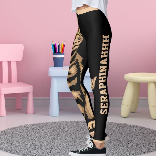 Leggings Personaliza Nombre Gato Bonito Mascota Animal Raya (Subido por el creador)