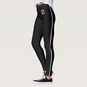 Leggings Personaliza Texto de Foto de Mascota Franja Blanca