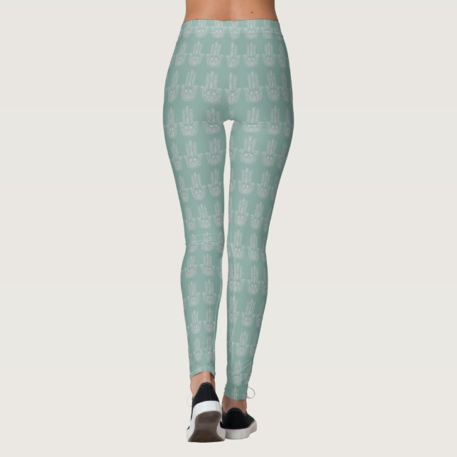 Leggings Personalizable Hamsa del Estudio de Yoga Verde Sea (Reverso)