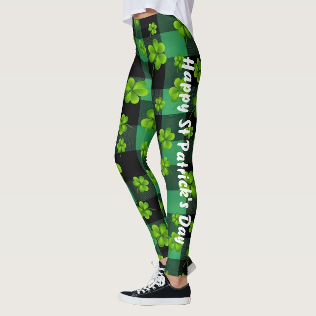 Leggings Personalizable St. Patrick's Day Shamrock (Izquierda)