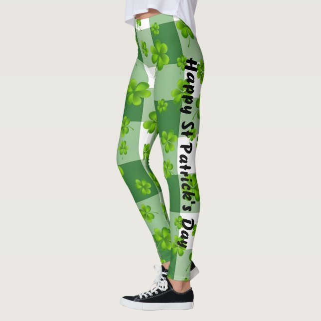 Leggings Personalizable St. Patrick's Day Shamrock (Izquierda)