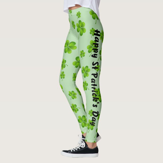 Leggings Personalizable St. Patrick's Day Shamrock (Izquierda)
