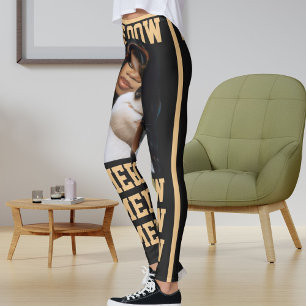Leggings Personalización de foto de pluma de carbón de gato