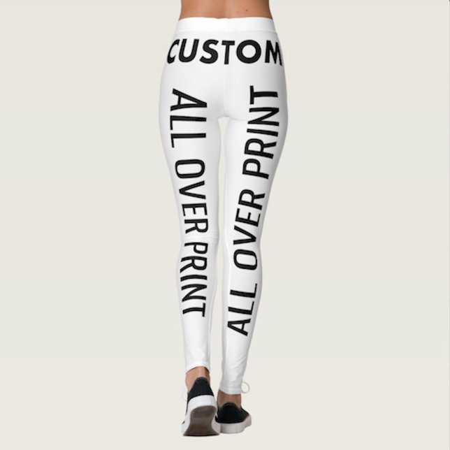 Leggings Personalizadas con Impresión Total (Custom leggings personalized all over print yoga pants back view.)