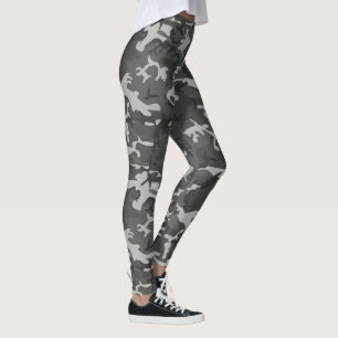 Leggings personalizadas de camuflaje gris y negro