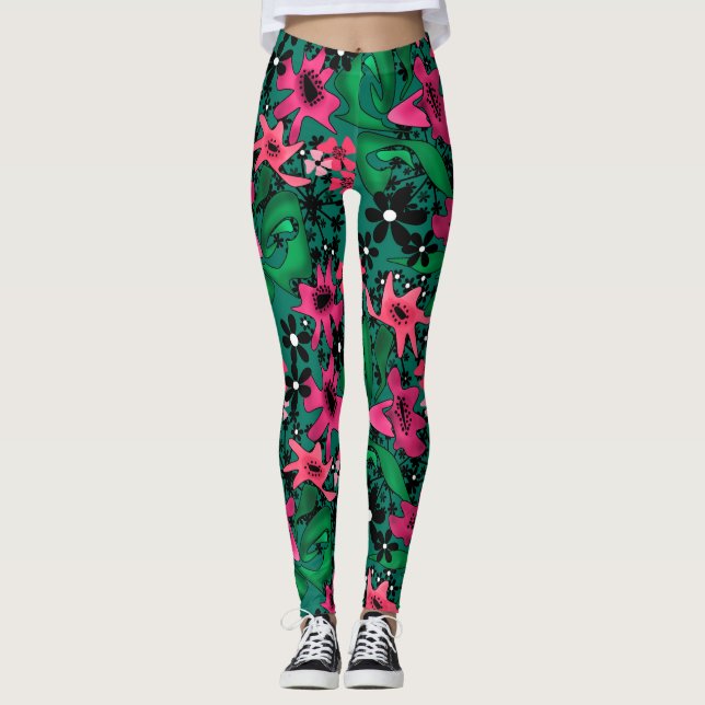 Leggings Personalizado abstracto sin igual flores lindas co (Anverso)