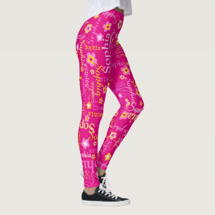 Leggings Personalizado amarillo rosa chicas de texto nombre