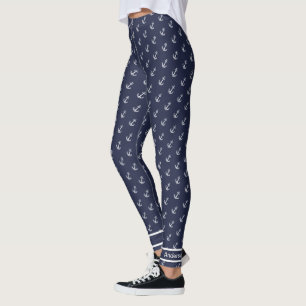 Leggings Personalizado Anchor Náutico Baño Ocean Naval Azul