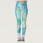 Leggings Personalizado Blue Green White Trendy Moderne Resu<br><div class="desc">Láminas de plantilla de estilo moderno y verde azul personalizado.</div>