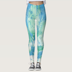 Leggings Personalizado Blue Green White Trendy Moderne Resu